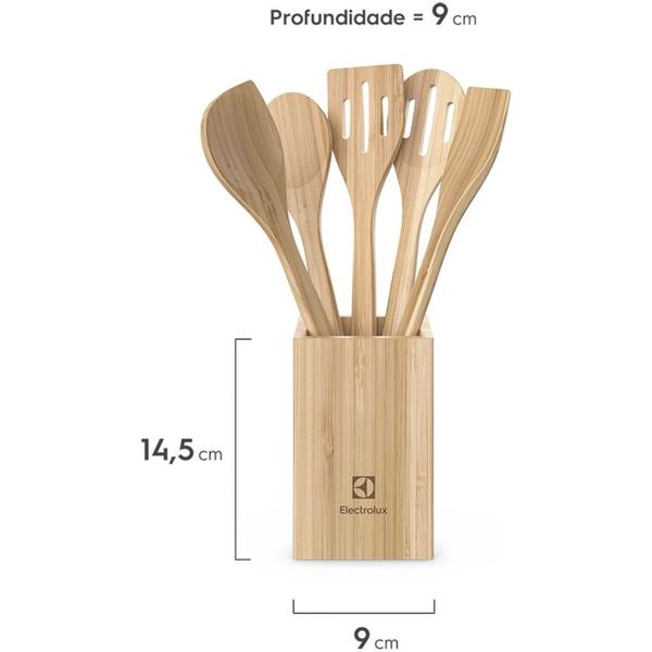 Imagem de Jogo de Utensílios Electrolux Bambu C/ Suporte 6 Pç