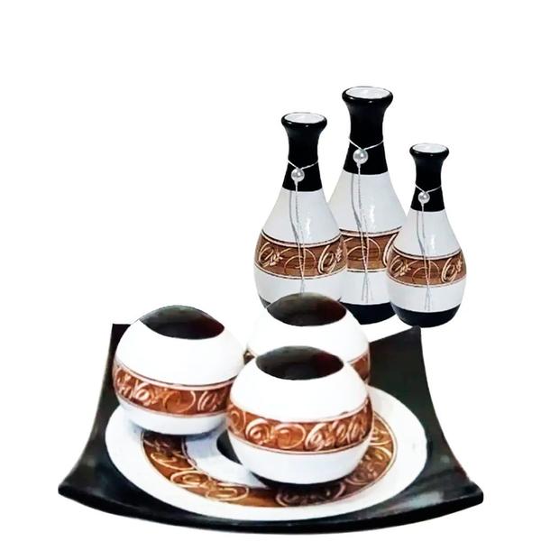 Imagem de Jogo de Vasos Trio Garrafas e Centro de Mesa 3 esferas Decor - Black Brown