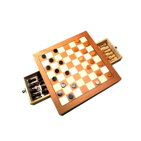 Jogo De Xadrez Dama Tabuleiro Em Madeira Com Gaveta 39X39 Cm - Hoyle Games Imagem de Jogo De Xadrez Dama Tabuleiro Em Madeira Com Gaveta 39X39 Cm