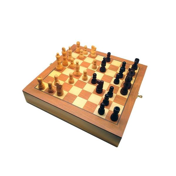 Jogo De Xadrez Dama Tabuleiro Em Madeira Com Gaveta 39X39 Cm - Hoyle Games Imagem de Jogo De Xadrez Dama Tabuleiro Em Madeira Com Gaveta 39X39 Cm