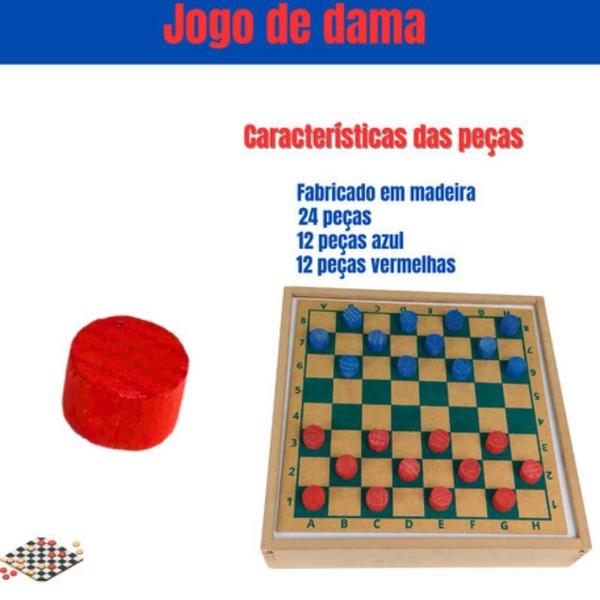 Imagem de Jogo De Xadrez E Dama 2em1 Com Estojo Tabuleiro Em Madeira Zaramela Brinquedos