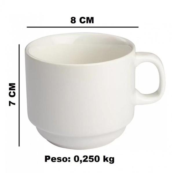 Imagem de Jogo De Xícara De Chá Empilhável 200 Ml Porcelana Branca