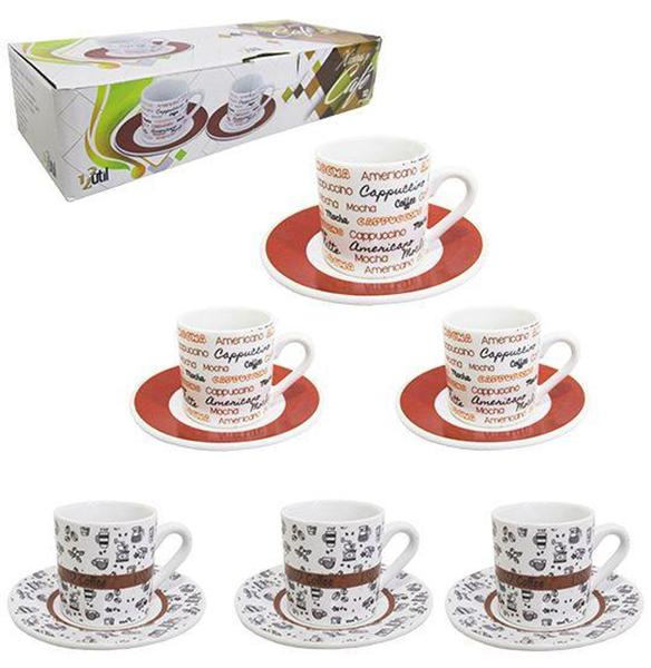 Jogo de xicara para cafe de porcelana sortidas com 12 pecas 90ml na caixa - 123 UTIL Imagem de Jogo de xicara para cafe de porcelana sortidas com 12 pecas 90ml na caixa - 123 UTIL