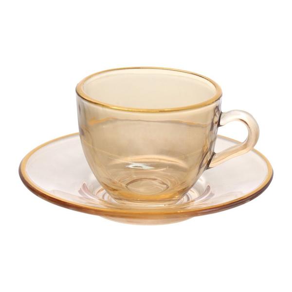 Jogo de Xícara para Café Menfis em Cristal Ambar com Borda Dourada 85ml - Hauskraft Imagem de Jogo de Xícara para Café Menfis em Cristal Ambar com Borda Dourada 85ml - Hauskraft