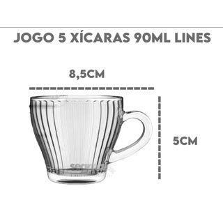 Imagem de Jogo De Xicaras Café De Vidro 90ml Morocco Diamante 5 Peças