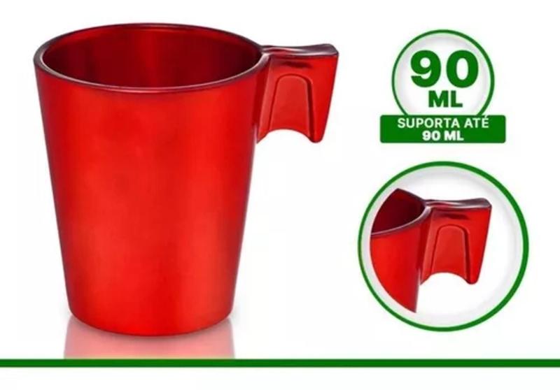 Imagem de Jogo De Xícaras Cafe Espresso Malta Vermelho 90mL 6 Peças - Hauskraft