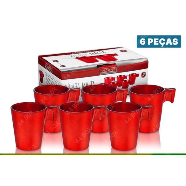 Imagem de Jogo De Xícaras Café Expresso Malta Vermelho 90ml 6 Peças