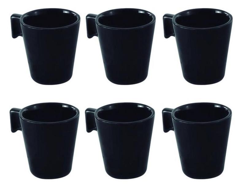 Jogo de Xicaras de Café Cerâmicas Black 6 Peças - Mimo Imagem de Jogo de Xicaras de Café Cerâmicas Black 6 Peças - Mimo