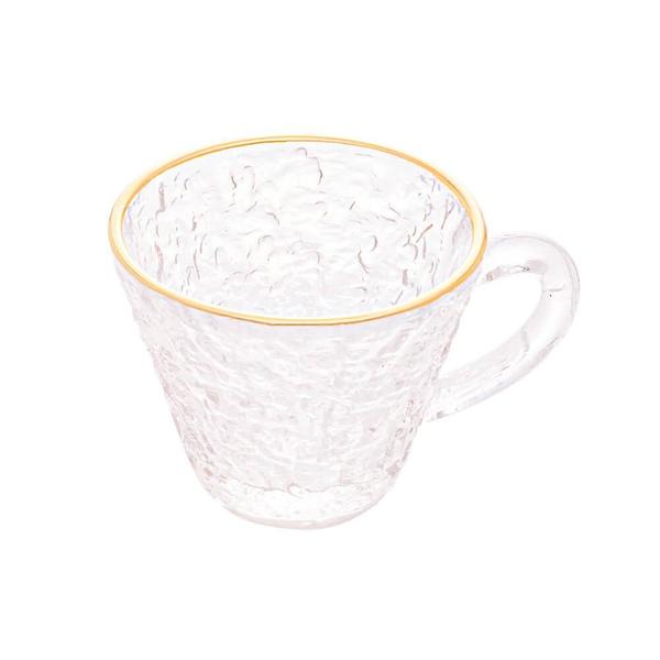 Imagem de Jogo de Xícaras de Café com Pires Transparente Fio de Ouro Petra 70mL 12 peças - Lyor