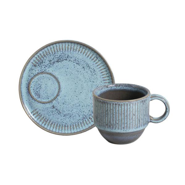 Imagem de Jogo de Xícaras de Chá Porto Brasil Linhas Stoneware 230ml 6 Unidades