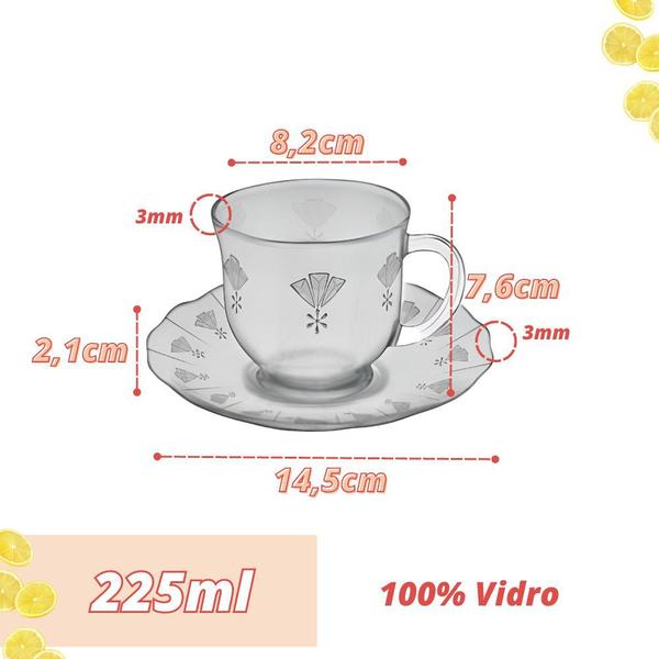 Imagem de Jogo De Xícaras E Pires Em Vidro 12Pçs Chá/Café Transparente