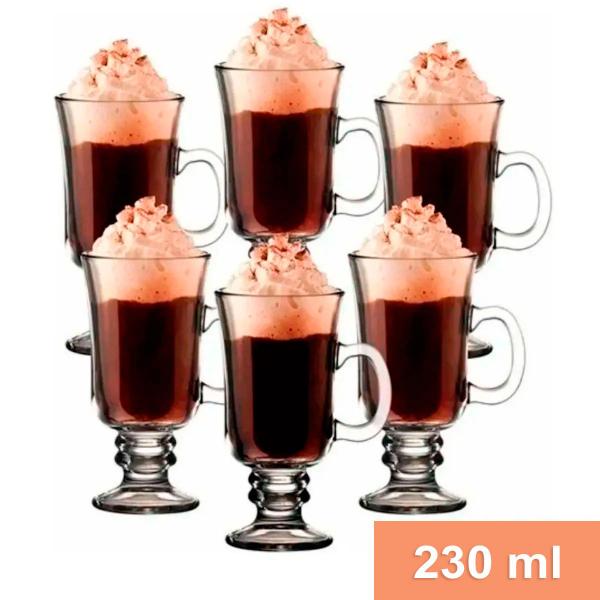 Imagem de Jogo de Xícaras Irish Coffee/Cappuccino em Vidro 230ml com 6 un