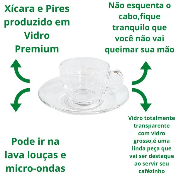 Jogo De Xícaras Para Café 50ml 4 Peças Vidro Premium - Sweet Home Imagem de Jogo De Xícaras Para Café 50ml 4 Peças Vidro Premium