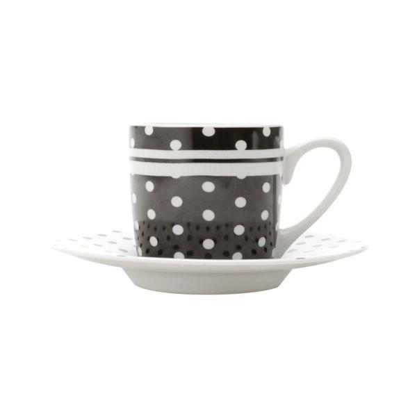 Imagem de Jogo de Xícaras para Café Black Dots de Porcelana 90ml 6 peças - Lyor