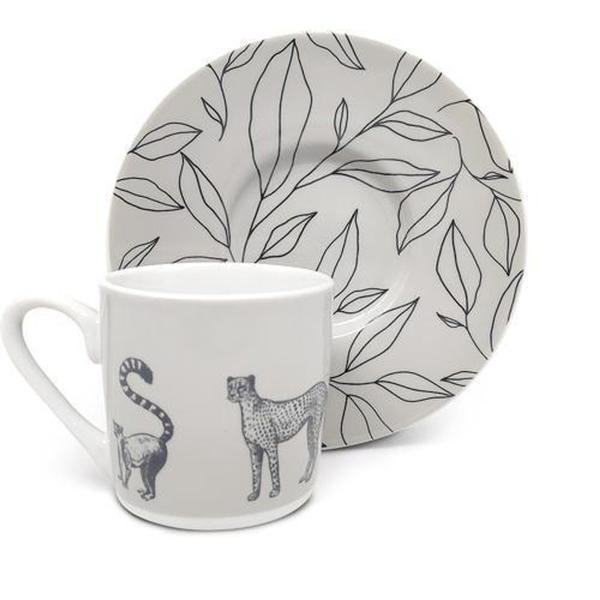 Imagem de Jogo de Xícaras para Café com Pires Selva em Porcelana 6Pçs 80ml - Hauskraft