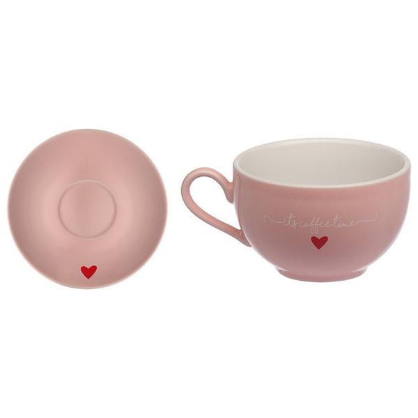 Imagem de Jogo de Xícaras para Chá com Pires L'Amour em Porcelana Rosa 6pçs 160ml - Hauskraft