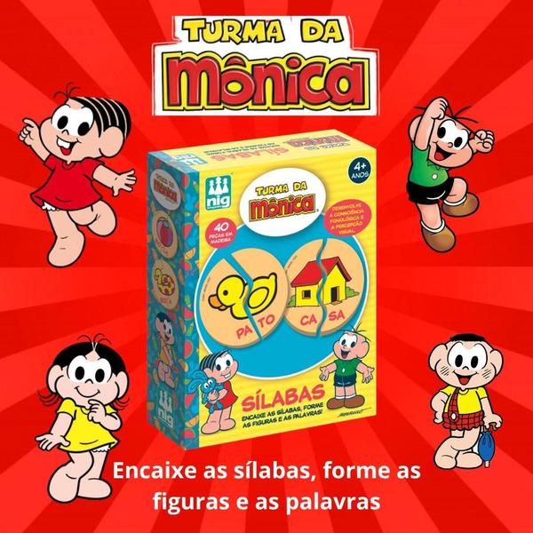 Jogo Didático Encaixe As Sílabas Turma Da Mônica Pçs Madeira - Nig Brinquedos Imagem de Jogo Didático Encaixe As Sílabas Turma Da Mônica Pçs Madeira