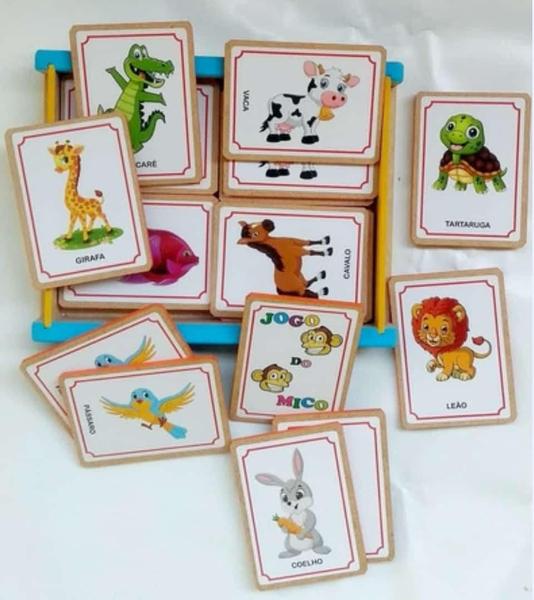 Imagem de Jogo do Mico de Madeira - Brinquedo Educativo - 20 Cartas