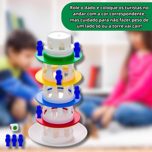 Imagem de Jogo Dominó Com Estojo E Torre Maluca Infantil Caiu E Perdeu Kit Jogos Interativos Crianças Art Brink