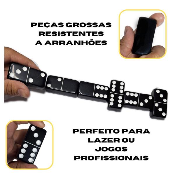 Imagem de Jogo Domino Jumbo Profissional Tipo Osso Preto Grosso Pedra Grossa Dominó Resistente a Arranhões Maleta Estojo Educativo