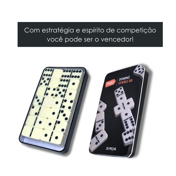 Jogo Dominó Profissional Lata C/ 28 Peças Original - Jogo Para Amigos E Família - Double Six - Ravi Imagem de Jogo Dominó Profissional Lata C/ 28 Peças Original - Jogo Para Amigos E Família - Double Six