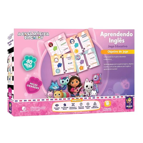 Imagem de Jogo Educativo Aprendendo Inglês A Casa Mágica da Gabby 40 Peças Mimo Toys - 2158