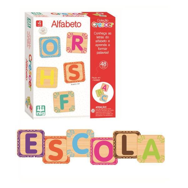 Imagem de Jogo Educativo Didático Crescer Alfabeto Em Madeira Nig Brinquedos