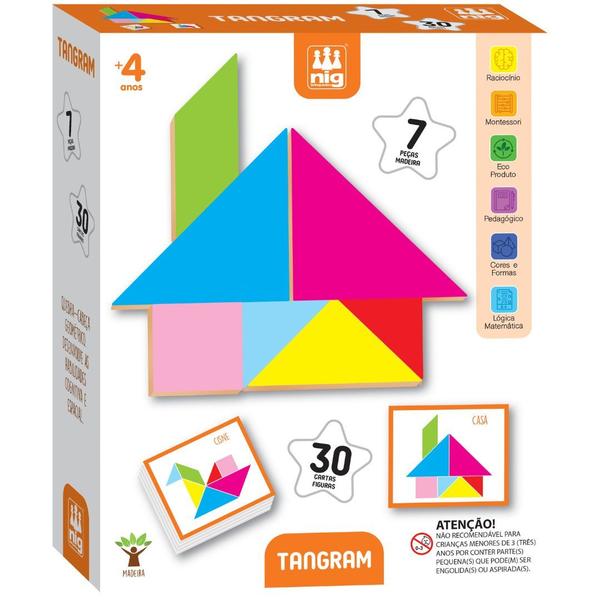 Jogo Educativo Montessori Tangram em Madeira - Nig Imagem de Jogo Educativo Montessori Tangram em Madeira - Nig