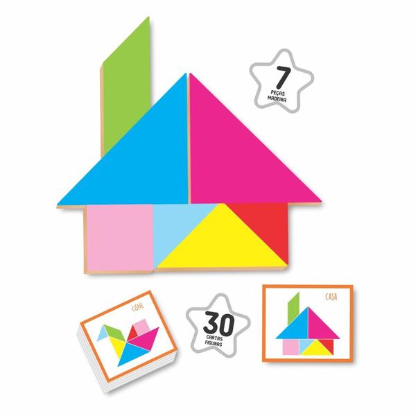 Jogo Educativo Montessori Tangram em Madeira - Nig Imagem de Jogo Educativo Montessori Tangram em Madeira - Nig