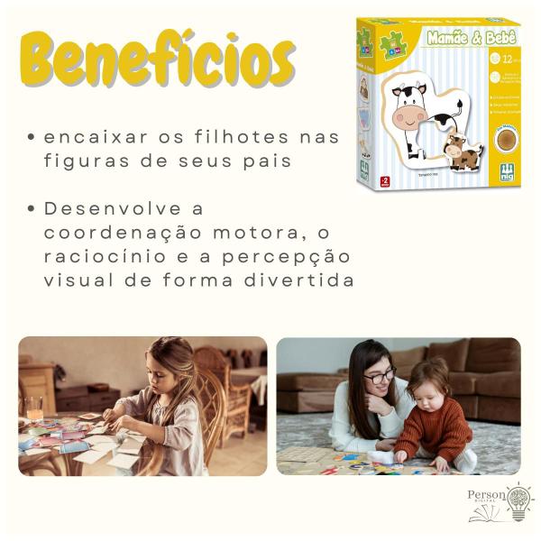 Imagem de Jogo Educativo Pedagógico Mamãe E Bebê De Encaixar - Madeira