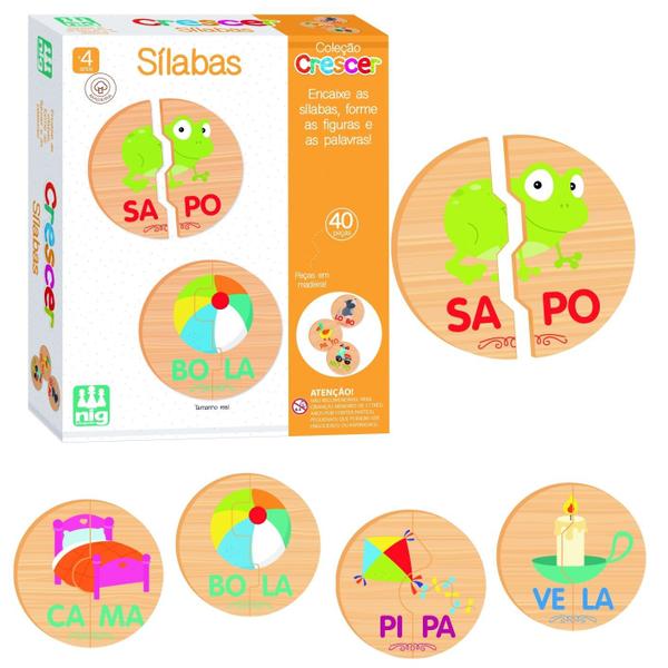 Jogo Educativo Sílabas Em Madeira Coleção Crescer - Nig Brinquedos Imagem de Jogo Educativo Sílabas Em Madeira Coleção Crescer - Nig Brinquedos