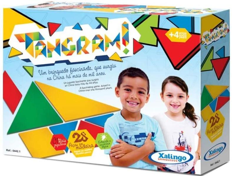 Imagem de Jogo Educativo Tangram 28 Peças Madeira Xalingo