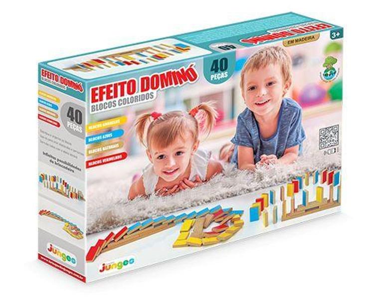 Jogo Efeito Domino Blocos Coloridos 40 Peças - Junges - Brinquedos Junges Imagem de Jogo Efeito Domino Blocos Coloridos 40 Peças - Junges