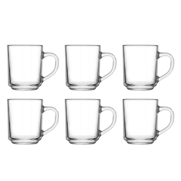 Imagem de Jogo Elegante Com 6 Canecas 250ml Xícaras Transparente De Vidro Lisa Para Café Coffee Cappuccino