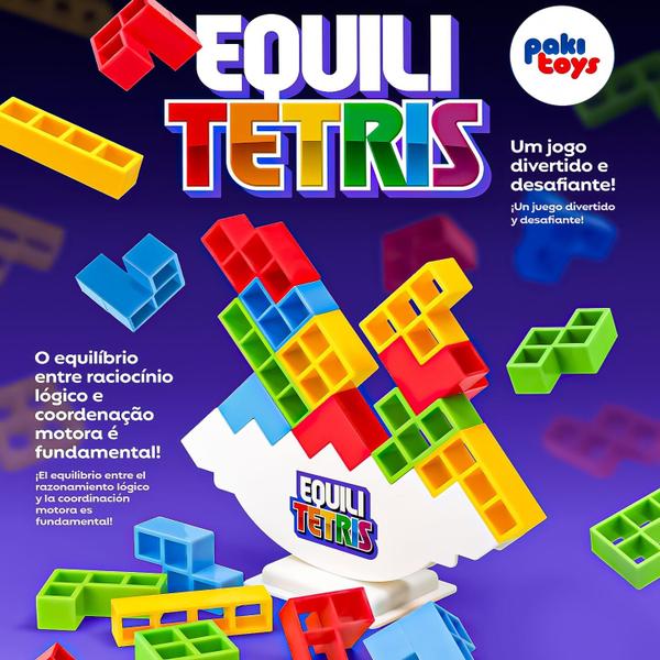 Imagem de Jogo Equili Tetris Brinquedo Montar Infantil Divertido Equilibrio Desafio Familia Viagem Criança