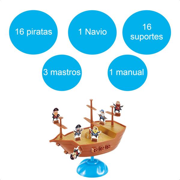 Imagem de Jogo Equilibra Pirata Estratégia Equilíbrio E Concentração 2 Modos Para Jogar + 5 Anos Multikids - BR1777