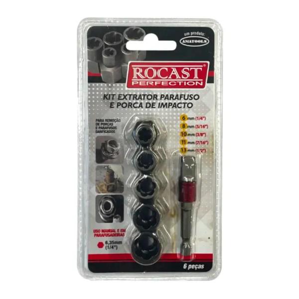 Imagem de Jogo Extrator Parafuso 6pcs Impacto Rocast