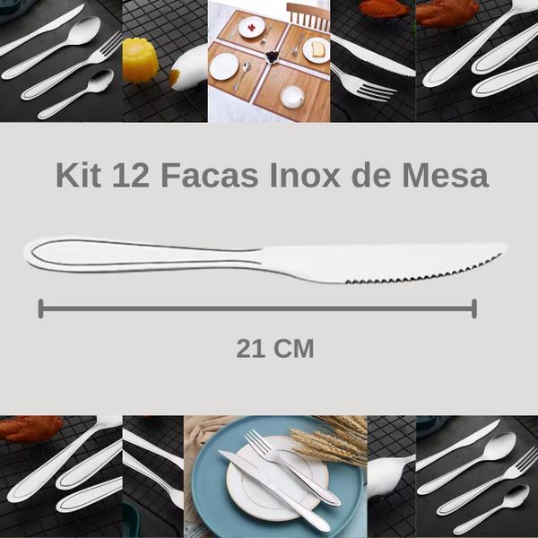 Imagem de Jogo Faca De Mesa Inox 12 Peças Pizzaria Hotel Restaurante