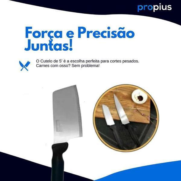 Imagem de Jogo Facas 9 Peças Plenus Aço Inox Cozinha Chef Profissional