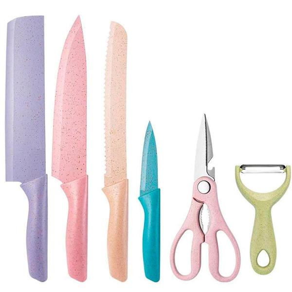 Jogo Facas Aço Inox Color Chef 6pcs - RELET Imagem de Jogo Facas Aço Inox Color Chef 6pcs