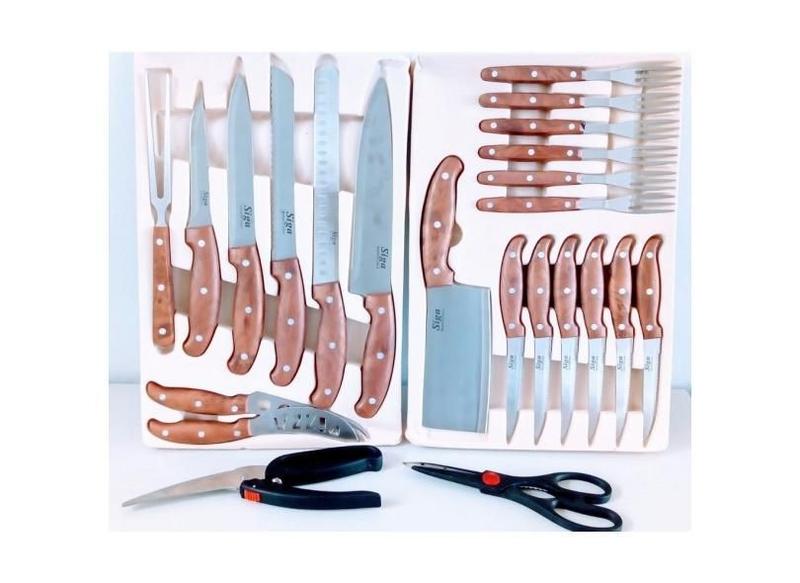 Imagem de Jogo Faqueiro De Churrasco 25 Pçs Knife Kit Luxo