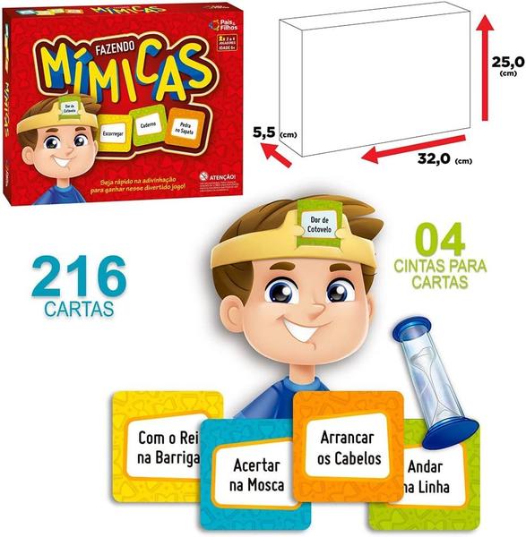 Imagem de Jogo Fazendo Mímicas Pais e Filhos 216 Cartas Adivinhação