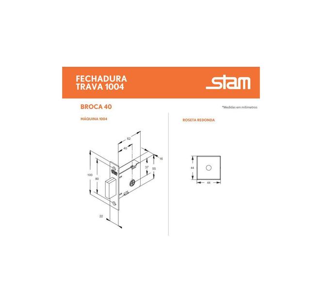 Imagem de Jogo fechaduras travas de segurança stam 1004 tetra chave cromada quadrada rq1 mesmo segredo 40 mm