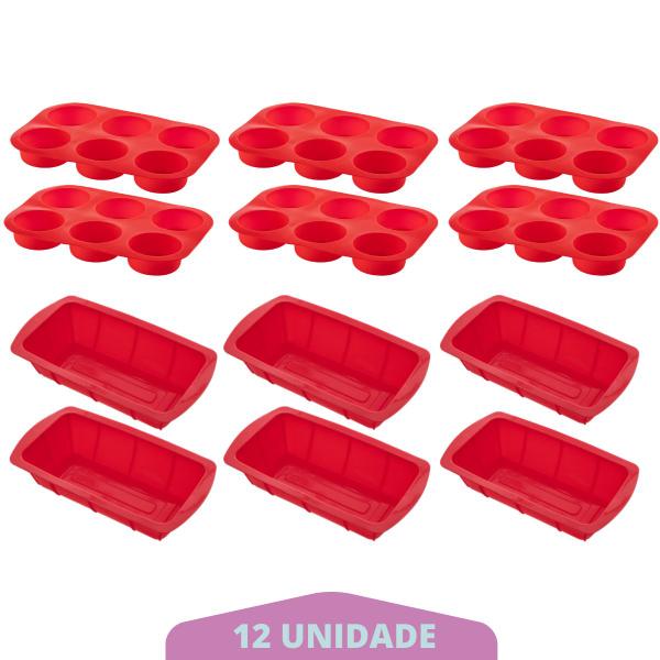 Imagem de Jogo Forma Para Pães + Forma Cupcake Sortida Silicone 6Un