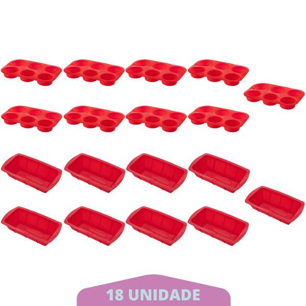 Imagem de Jogo Forma Para Pães + Forma Cupcake Sortida Silicone 9Un