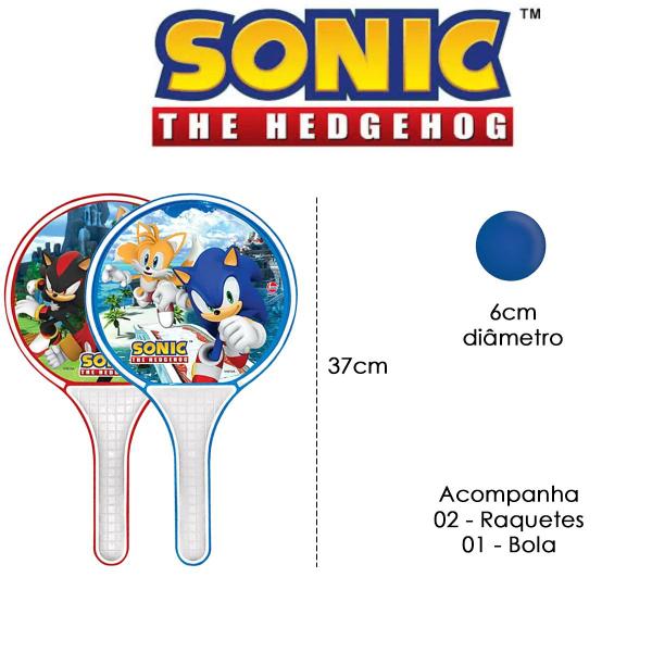 Imagem de Jogo Frescobol Kit Raquetes E Bolinha Sonic Esporte Infantil