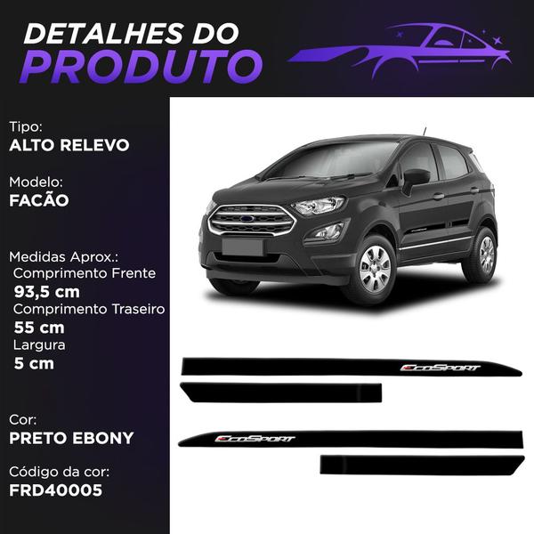 Imagem de Jogo Friso Lateral Ecosport 2013 a 2021 com Grafia Cromada Alto Relevo