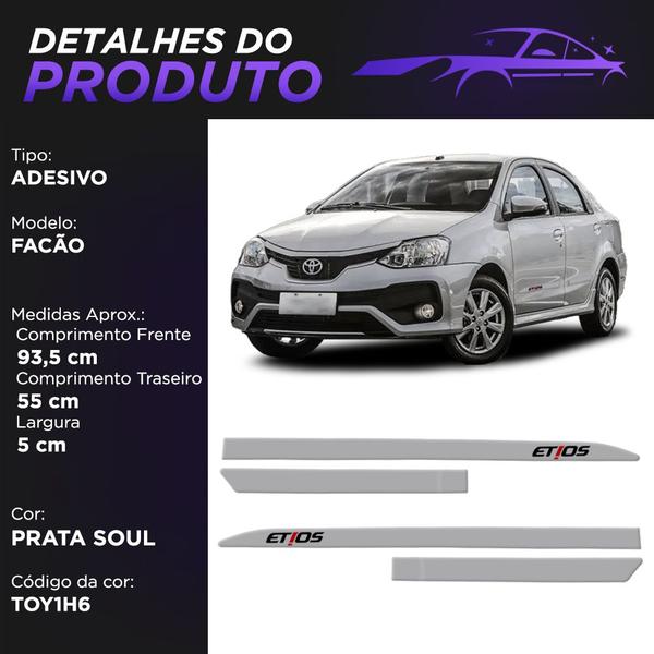 Imagem de Jogo Friso Lateral Etios Hatch Sedan 2012 a 2021 Prata Soul