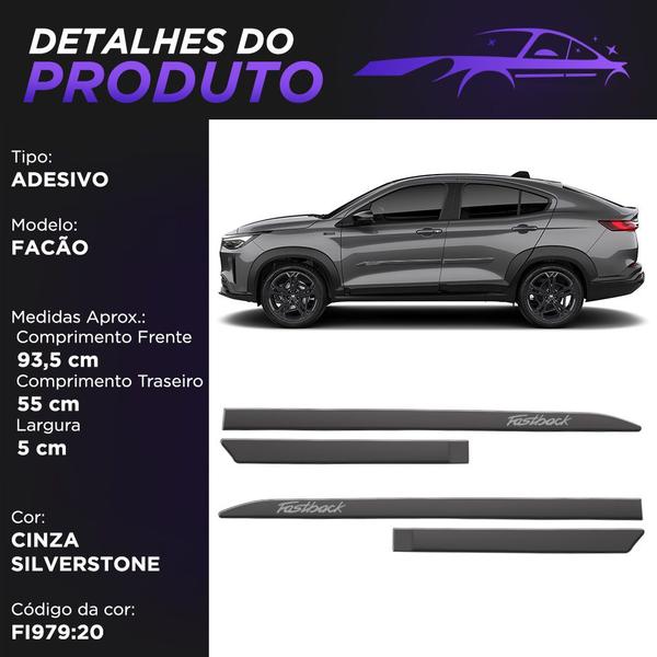 Imagem de Jogo Friso Lateral Fastback 2022 a 2023 Cinza Silverstone