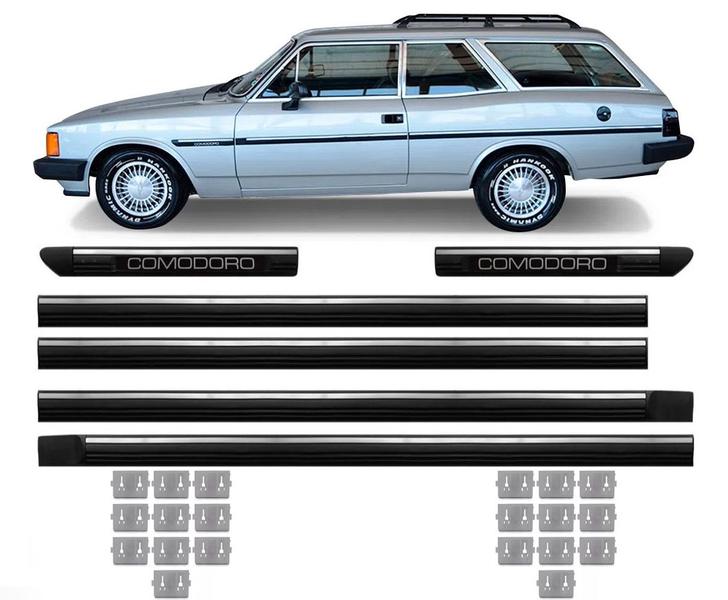 Imagem de Jogo Friso Lateral + Grampos Caravan Comodoro 85 86 87 Preto